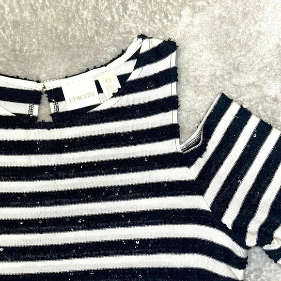 Striped, sequined, cold should Chico’s top - Picture 6 of 8